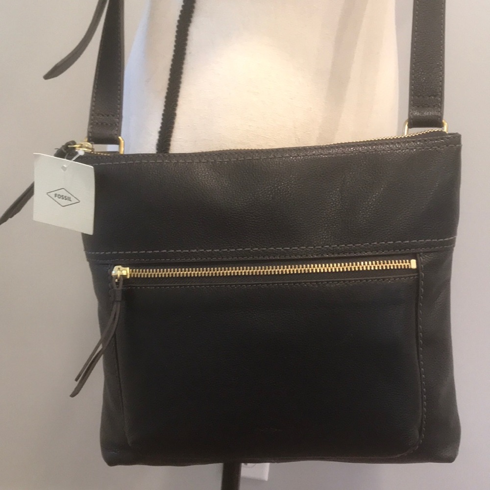 Fossil Aurelia Crossbody bag black leather NWT